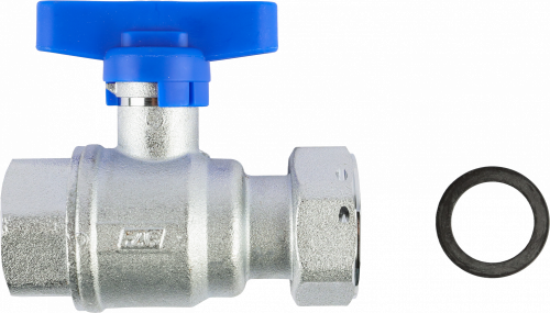 Кран шаровой FAR 3/4"-1", ВР-накидная гайка EPDM, син. бабочка, хром
